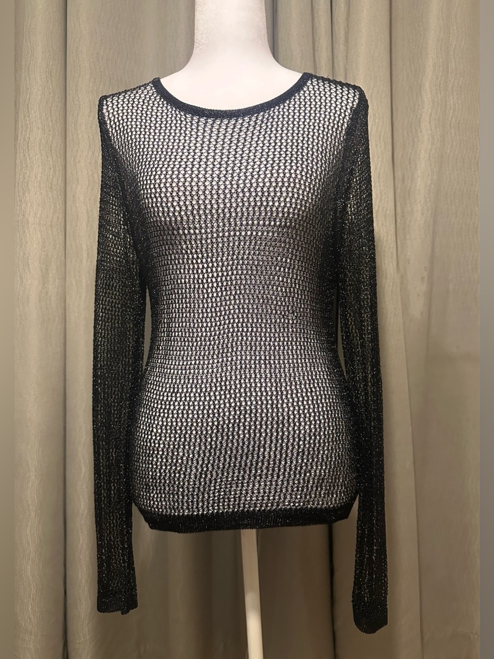 ZARA open-knit metallic long-sleeve top